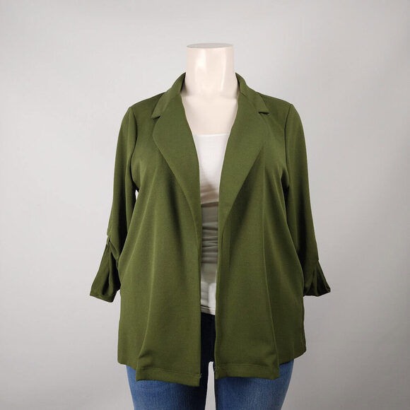 ANDREE BY UNIT Jackets & Blazers - Andree Green Collared Open Blazer Jacket Size 1X